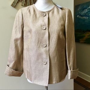 TALBOTS Golden “Jackie” Fit Metallic Linen Lady Jacket